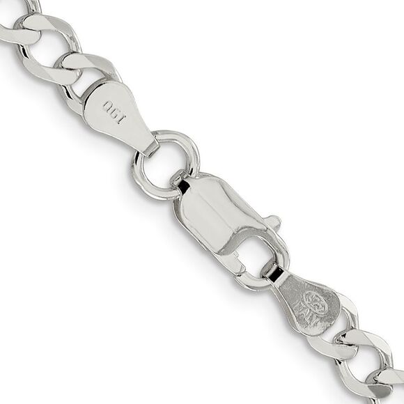 Kazi Luxury Sterling Silver 5.3mm Semi-solid Flat Curb Chain